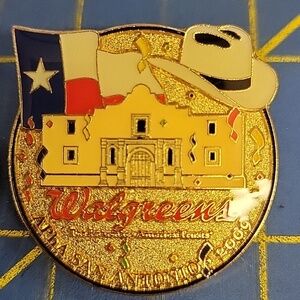 Walgreens San Antonio Texas Collectible Pin Alamo Flag Hat Pharmacy Retail